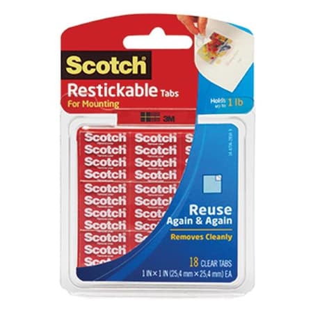 3M Company MMMR100 Scotch Restickable Tabs 1 X 1 In 18 Squares